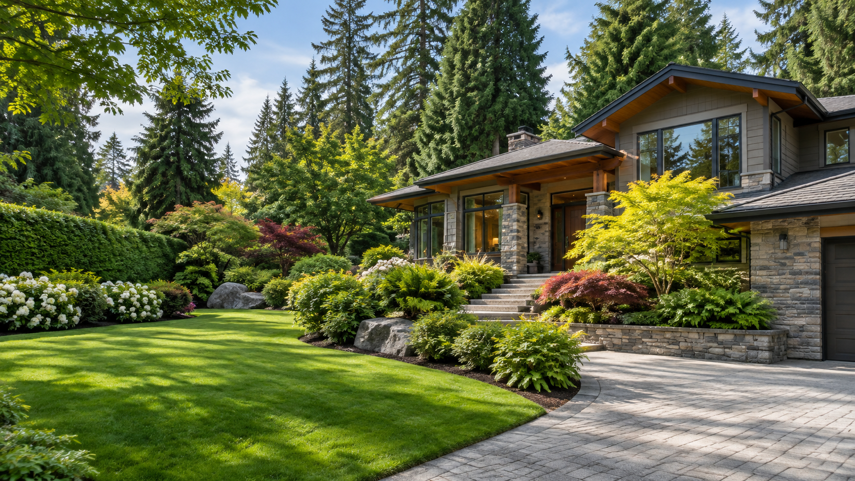 Landscaped West Coast-style residential property