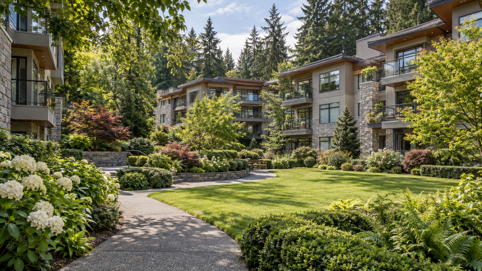 Landscaped multi-family residential property